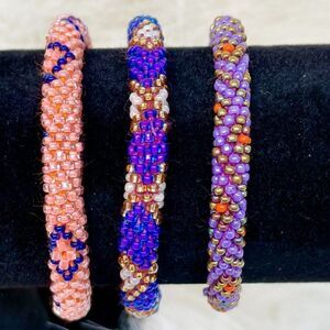 HAND CRAFTED in Nepal Beaded Bracelets
(set of 3) PURP1